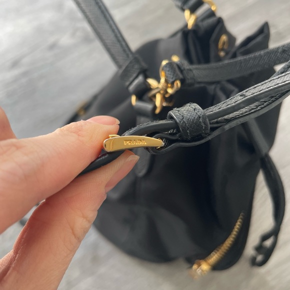 Prada Black Nylon Drawstring Mini Backpack with Gold Hardware - Picture 11 of 16